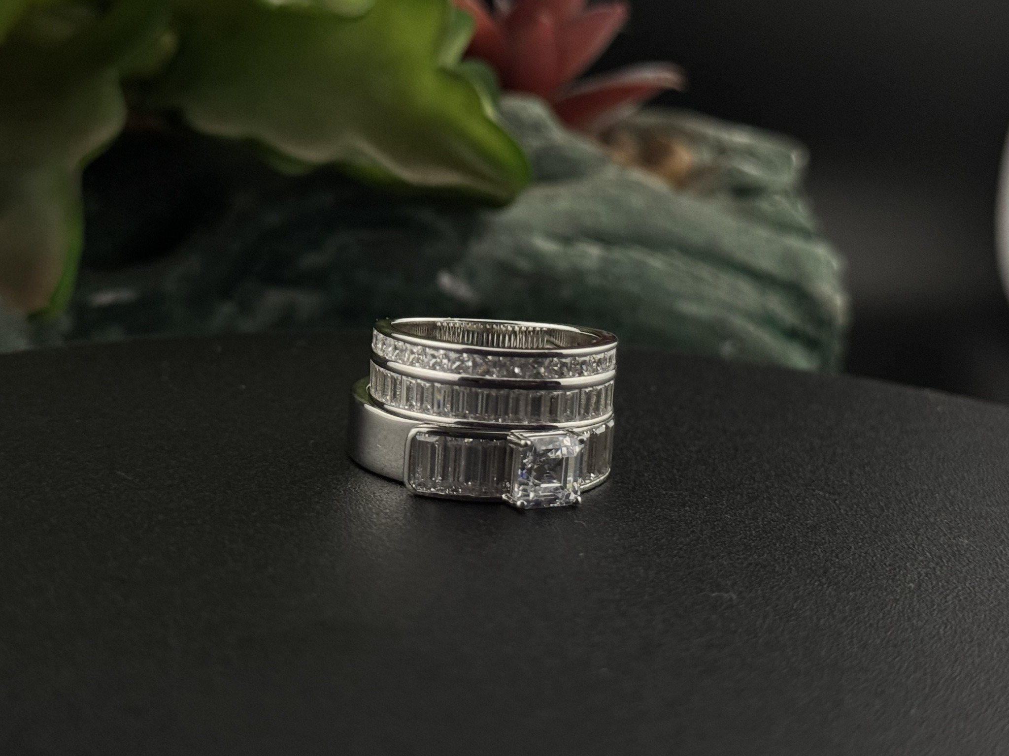 Square bridal ring set